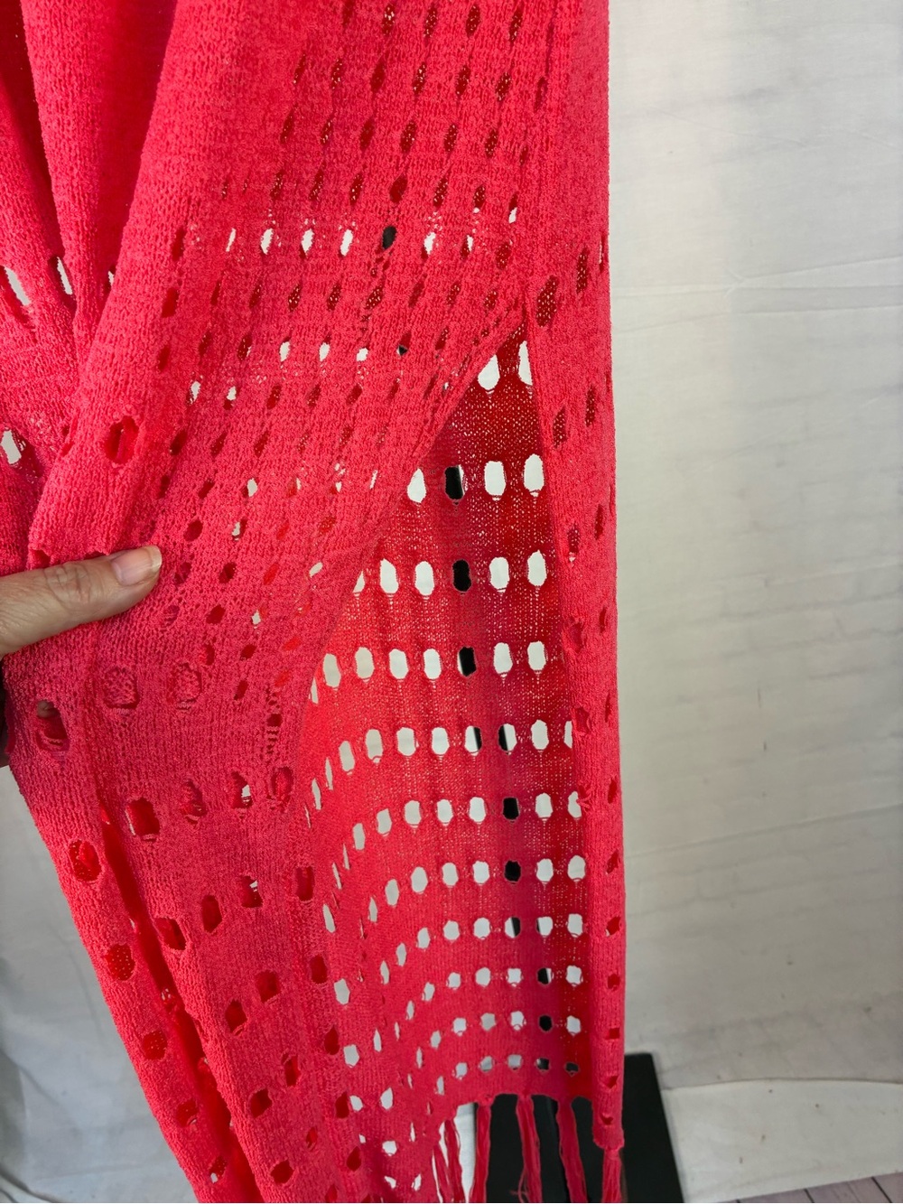 NWOT Lulu's Summer Stunner Hot Pink Crochet Swim Cover-Up Maxi Skirt S - Picture 6 of 7
